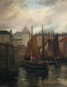 Penzance Fishing Boats Landing Fish At The Barbican, Plymouth — George Henry Jenkins