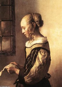 Pige Der Læser Et Brev Ved Et Åbent Vindue (detalje) — Johannes Vermeer