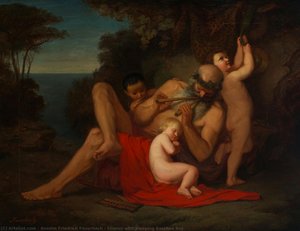 Silenus With Sleeping Bacchus Boy — Anselm Friedrich Feuerbach