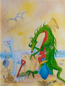 Puss And A Dragon At The Seaside — Peter Trust