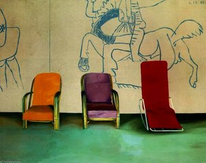 Three Chairs With A Section Of A Picasso Mural — David Hockney
