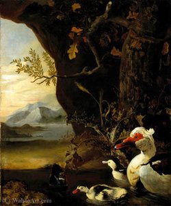 Mountainous Landscape With Ducks — Adriaen Coorte