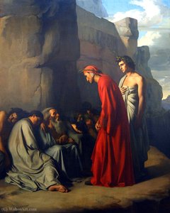 Dante Led By Virgil, Offers Consolation To The Souls Of The Envious — Hippolyte Flandrin