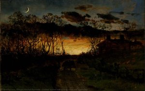 Untitled (sunset With Quarter Moon And Farmhouse) — Edward Mitchell Bannister