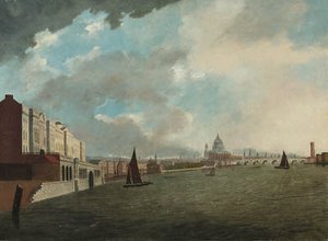 The River Thames With Somerset House, The Temple And St. Paul's Cathedral — Daniel Turner