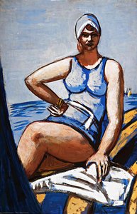 Quappi In Blue In A Boat — Max Beckmann