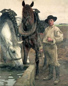 Horses At The Watering Trough — Pascal-adolphe-jean Dagnan-bouveret