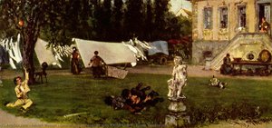 German Gouachenserie »das Kinderalbum«, Szene Trockenplatz — Adolph Von Menzel