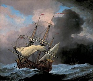 Hampton Court Palace V Královské Zahradě — Willem Van De Velde Mladší
