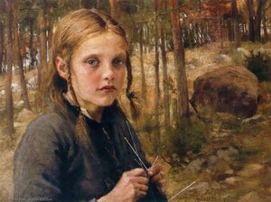 A Girl Knitting Socks — Albert Edelfelt