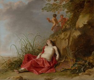 A Hunting Nymph, Asleep — Dirck Van Der Lisse