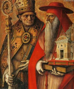 St Jerome And St Augustine (detail) — Carlo Crivelli