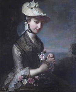 Young Woman With Roses (spring) — Philippe Mercier