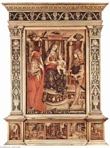 Enthroned Madonna, St. Jerome And St. Sebastian — Carlo Crivelli