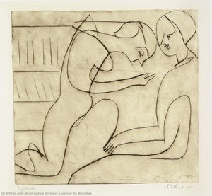 Amantes En La Bibliothek — Ernst Ludwig Kirchner