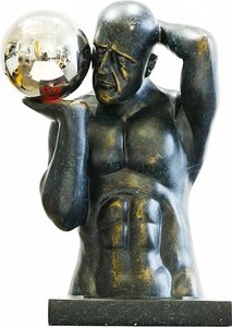 Classical Bronze Bust With Mirrored Sphere