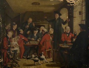 The Friendly Contest Greenwich And Chelsea Pensioners Playing Draughts — William Kidd