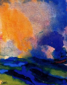 Blue-green Sea With Steamer — Emile Nolde