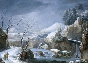 Winter Landscape With Stream And Waterfall — Francesco Mochi