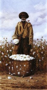 Negro Man In Cotton Field With Basket Of Cotton 1 — William Aiken Walker