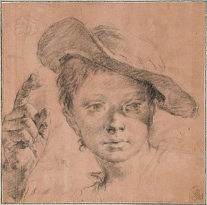 Porträt Eines Jungen, Der Mit Erhobener Rechter Hand Zeigt, Ca. 1740-1745 — Giovanni Battista Piazzetta