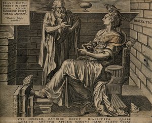 An Old Man Discourses With A Woman With A Bird On Her Head — Cornelis Cort