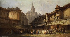 Market Place In A Small Town — Louis Gabriel Eugène Isabey