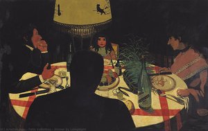 Dinner By Lamplight — Félix Vallotton