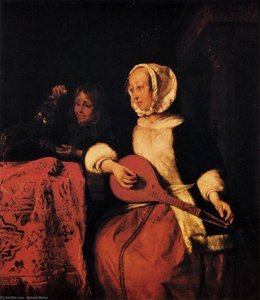 Woman Tuning A Mandolin — Gabriel Metsu