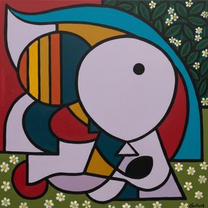 Fragmented Reverie In Lavender And Crimson: A Singular Cubist Vision — Marc Duvallier