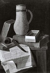 Still Life With Salt Glazed Beaker, (painting) — John Frederick Peto