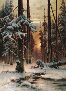 Winter Sunset In A Spruce Forest — Julius Sergius Von Klever