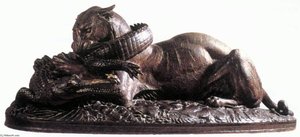 Tiger Devouring A Gavial Crocodile Of The Ganges — Antoine-louis Barye
