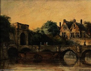 A Walk On A Bridge In Ghent — Jan Weissenbruch
