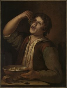 Man Eating Noodels. — Johannes Vermeer