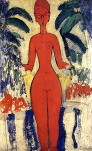 Standing Nude With Garden Background — Amedeo Clemente Modigliani