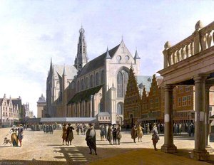 The Market Place And The Grote Kerk At Haarlem — Gerrit Adriaenszoon Berckheyde