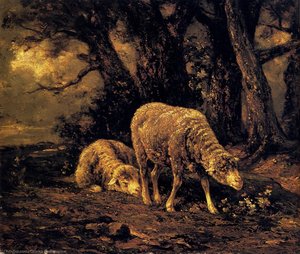 Sheep In A Forest — Charles-émile Jacque