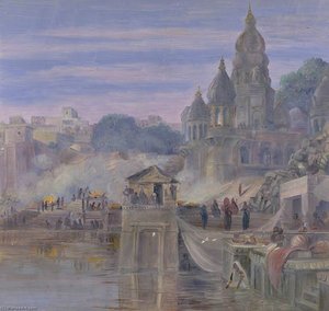 'the Burning Ghats. Benares. India. October 1878' — Marianne North