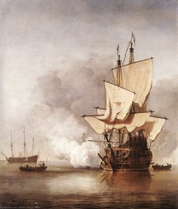 El Disparo De Cañón — Willem Van De Velde El Anciano