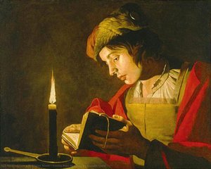 Young Man Reading By Candle Light — मैथियास स्टॉम