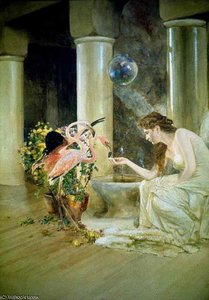 Feeding The Flamingos — Louis Comfort Tiffany