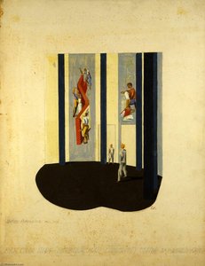 First Color Study, Exhibition Hall, Community Center, New York World's Fair (perspective Sketch For Mural, Cultural Activities In The Wpa, Wpa Building) — Anton Refregier