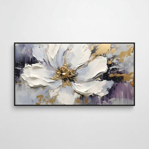Abstract Floral Impasto Painting With Gold Leaf Accents