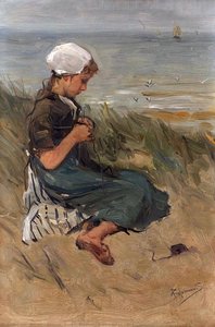 Vyšívající Dívka Na Duně — Bernardus Johannes (bernard) Blommers