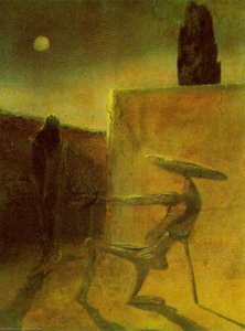 "the Ghost Of Vermeer Of Delft Which Can Be Used As A Table" -> "čertíček Veremera Z Delfu, Který Lze Použít Jako Stůl" — Salvador Dalí