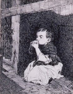 Child Eating Apple Graphite — George Benjamin Luks