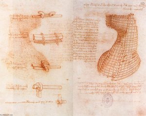 Dvojitá Rukopisná Stránka Na Monumentálnom Sforzskom Pomníku — Leonardo Da Vinci