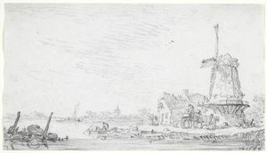 A River Landscape With A Windmill — Jan Josephszoon Van Goyen