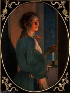 Woman In Candlelight — 约翰·蒙格斯·卡尔弗豪斯